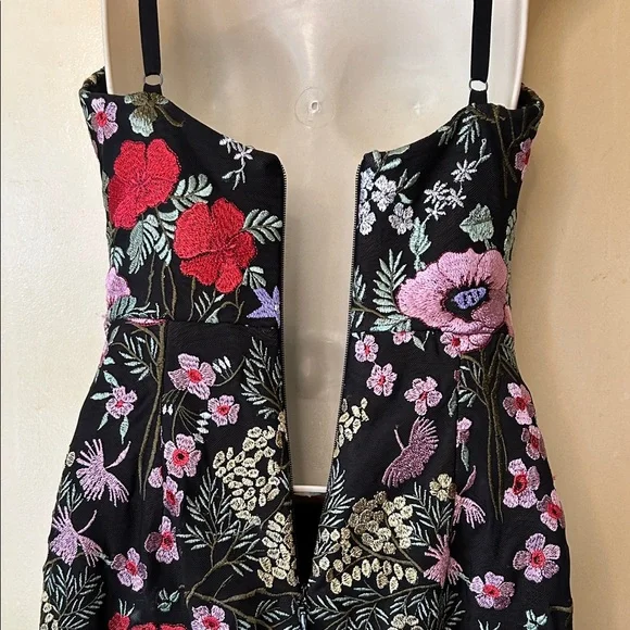 Dress the Population Black Floral Embroidered Mini Dress size XS - Picture 10 of 11